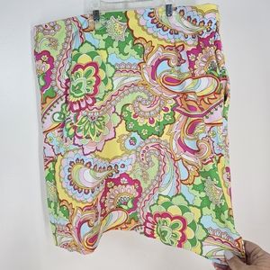 MELLY M size 10 skirt in bright yellow, pinks and greens.